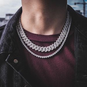 بالجملة في المخزون تشيكوسلوفاكيا الهيب هوب الجليد مجوهرات الرجال 12 مللي متر الماس الكوبي سلسلة قلادة - Product Image 4
