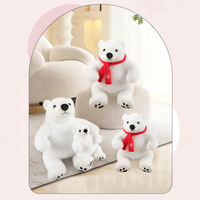 Ours polaire en peluche personnalisé avec écharpe rouge et motif flocon de neige, cadeau de Noël, vente en gros de jouets en peluche doux pour enfants