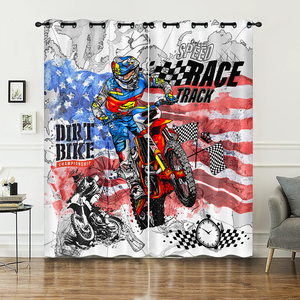 Cortinas Modernas de Poliéster 100% con Aislamiento Térmico y Estampado de Motocicleta Impreso en 3D, Personalizables, 120g, Opacas para Dormitorio, Sala de Estar - Product Image 5