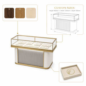 Vitrina de Madera <span class=keywords><strong>para</strong></span> Joyería <span class=keywords><strong>con</strong></span> Iluminación LED, Estantes de Pared Duraderos <span class=keywords><strong>para</strong></span> Joyerías, Muebles Resistentes al Agua <span class=keywords><strong>para</strong></span> Comercios - Product Image 3