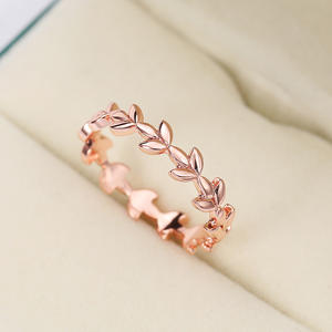 Anello a foglia placcato argento F845 per donna, gioielli classici da matrimonio, anelli alla moda con montatura pavé in argento 925 - Product Image 2