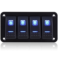 Panneau d'interrupteurs à bascule en aluminium à 4/6/8 gangs avec éclairage LED, 12V/24V, fonction marche/arrêt pour voiture, bateau, camion, Jeep, camping-car