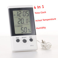 DT-2 Thermomètre, hygromètre et horloge intérieur/extérieur - 4-en-1