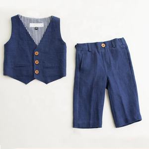 Baby <strong>Suit</strong> <strong>Boys</strong> High Quality Formal Children's Clothing with Wooden Button <strong>Boys</strong> Outfits (Vest+Pants) - Product Image 5