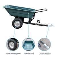 Chariot benne basculante en acier 300 kg certifié ISO9001 CE Longwin-001, revêtement poudré, pneus PU anti-crevaison 16 pouces 4 plis robustes