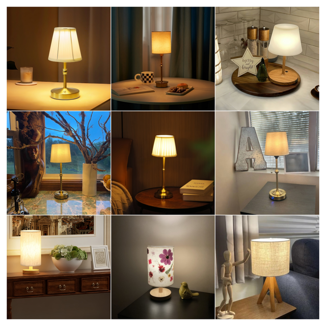 Creative Rechargeable Table Night Lights Cordless Touch Desk Lamp Modern Decorative Bedroom Bedside Wireless Fabric Table Lamp