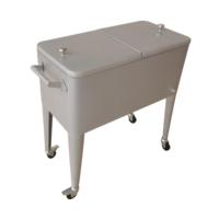 Chariot isotherme portable et pliable 73L, seau à glace métallique, boîte isotherme avec roues pour les fêtes
