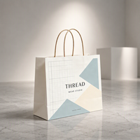Sac de shopping en papier personnalisé pour boutique de détail, avec poignée en corde de papier, en papier d'art blanc de qualité supérieure, sac fourre-tout cadeau