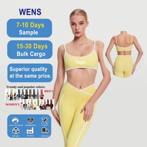ชุดบราออกกำลังกายแบบปรับสายได้ เซ็กซี่ เหมาะสำหรับฟิตเนส โยคะ ไซส์ใหญ่ ดีไซน์ไร้ตะเข็บ เอวยางยืด สีตัดกัน ส่งออก - Product Image 1