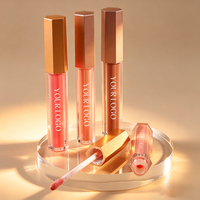 Brillo Labial de Marca OEM con Tubo Hexagonal para Chicas, No Pegajoso, Personalizable
