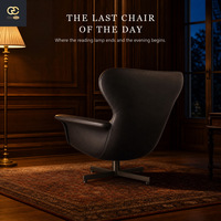 Fauteuil individuel en cuir noir de luxe, rembourré, de style italien moderne, pour salon, design de mobilier de villa, fauteuil inclinable confortable
