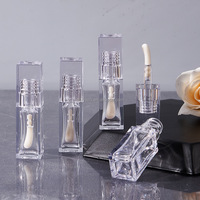 Tube de brillant à lèvres carré en plastique PETG transparent vide prêt à expédier (RTS) sans MOQ, 6 ml avec applicateur à gros pinceau
