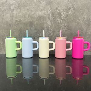 25 Pack Custom logo Clearance Sale 16oz rainbow Plated Stainless Steel Insulated <b>Mason</b> <b>Jar</b> <b>with</b> Handle and <b>Lids</b> Straw - Product Image 2