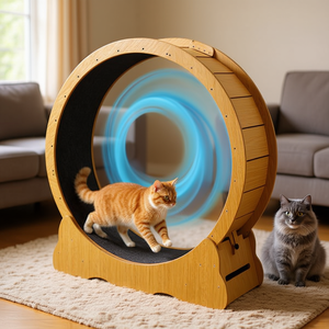 Ruota per esercizi per gatti PetSmart da 39,4 pollici, in legno, silenziosa, per interni, con blocco di sicurezza, per allenamento, fitness e salute dei gatti - Product Image 2
