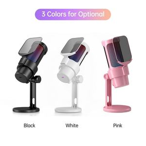 Microphone de bureau filaire multi-appareils, cardioïde, gain réglable, fonction silencieux en un <span class=keywords><strong>clic</strong></span>, 3 modes d'éclairage RVB, 7 effets RVB personnalisés, PC portable - Product Image 2