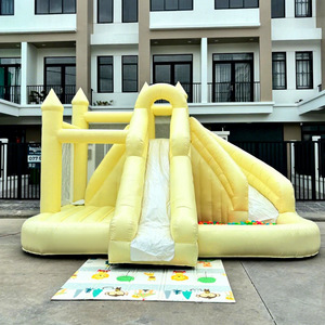 บ้านลมสีเหลืองพาสเทลสำหรับงานปาร์ตี้ พร้อมสไลเดอร์และบ่อบอล - Product Image 1