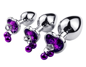 Metal Bell <strong>Anal</strong> Plug Heart Shape Crystal Butt Plug with Traction <strong>Chain</strong> Tame Games Anus Expander Toys Private Good for Couples - Product Image 4