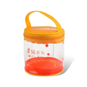 Clear PVC Plastic Round Shape PVC Cylinder Pencil Case Packaging Bag