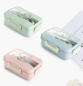 Stainless Steel Lunch Box Dinnerware Food Storage Plastic Container Children Kids School Office Portable Bento Box Lunch Bag