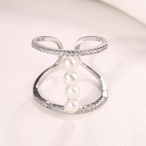 Bague classique géométrique en argent sterling 925 de luxe Kammy 4-4,5 mm avec perle d'eau douce naturelle 2,4 g pour femme, mariage, fiançailles, mode - Product Image 6