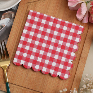 Hanlin Disposable Paper Napkins 25cm X 25cm Red Checkered Birthday Party Use - Product Image 4