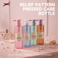 Bouteille pompe en plastique PET gaufré de 250 ml, conteneur cosmétique à filetage 20 pour lotion, shampoing, gel douche