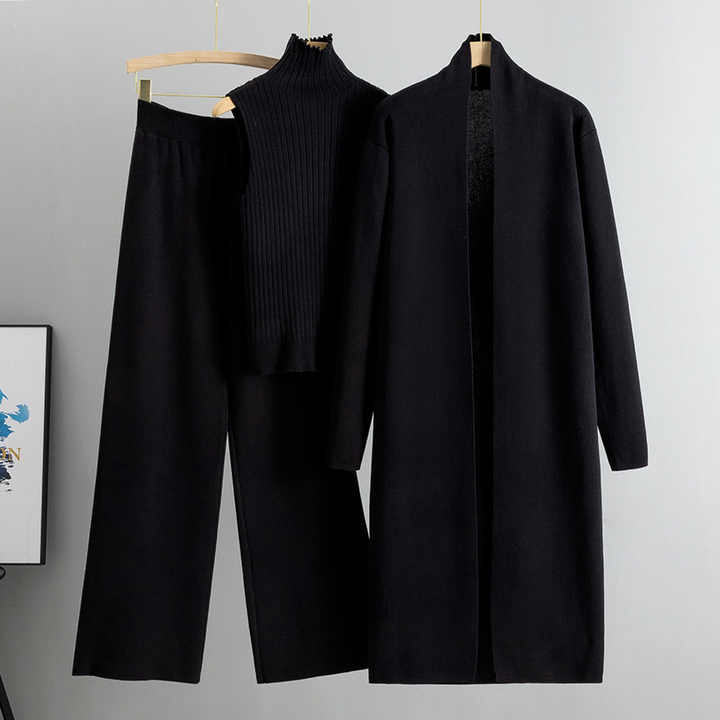 Womens Soft Knit Cardigan Waistcoat Trouser 3pc Co Ord