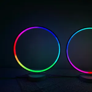 Rifornimento della fabbrica cerchio RGBW lampade da tavolo colorate che cambiano luce da tavolo anello da tavolo luce rgb