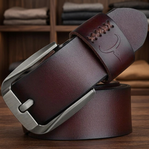 Cowhide Leather <b>Belt</b> with Steel Buckle Braided Design for <b>Men</b> & Women-Full Grain <b>Western</b> Style - Product Image 3