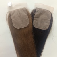 Closure Rambut Asli Manusia Virgin Silk Base 4*5, Hairline Alami, Hand Tied, Scalp Realistis, Silk Top Lace Closure Wanita Single Drawn