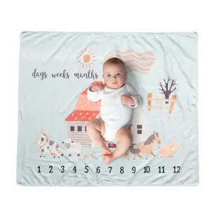 F-1369custom Regenboog Print Zachte Polyester Minky Pluche Stof Voor Baby Deken Flanellen Mijlpaal Deken Met Groothandelsprijs