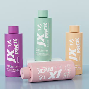 Flacon de gel douche vide rond de luxe personnalisé avec logo couleur 250 ml 300 ml, emballage en plastique <span class=keywords><strong>pour</strong></span> soins capillaires avec bouchon à visser - Product Image 1