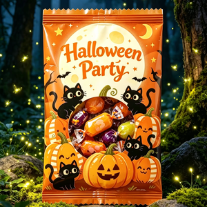<strong>Halloween</strong> Themed Transparent Window Bag Soft Candy Frozen Nuts <strong>Chocolate</strong> with Window Design Plastic Bag Back Seal Packaging Bag - Product Image 1