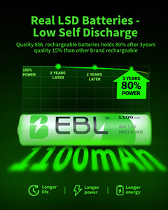 EBL Fabricante de Baterías, Paquete de Baterías Recargables Nimh de 1100 mAh y 1.2 V, Caja de Almacenamiento de Baterías en Blíster - Product Image 3