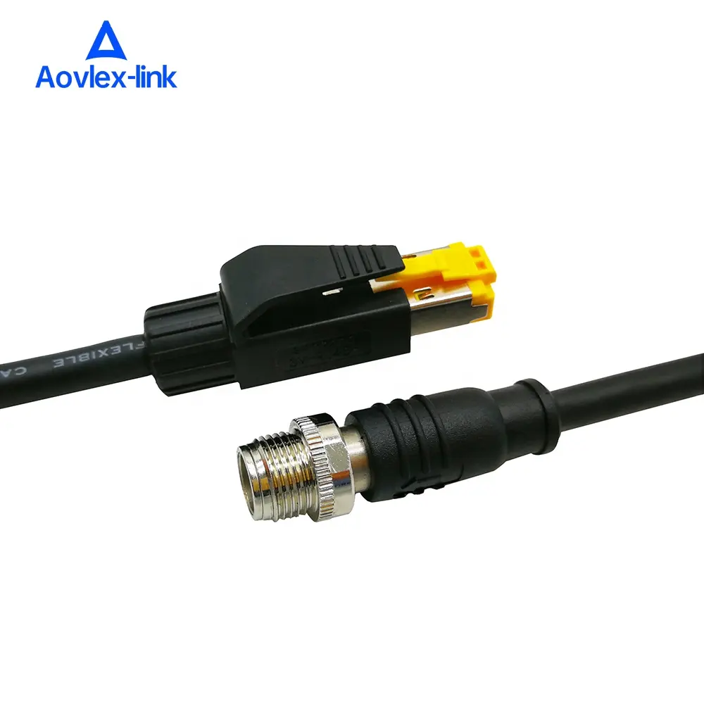 M12 Verbinder mit X-Codierung 8 Stifte RJ45-Männlich-zu-RJ45-Kabel Industrie RJ45 Stecker Cat6 Ethernet-Kabel Drag-Chain