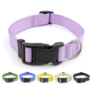 Solid Purple Nylon <b>Dog</b> <b>Collar</b> Adjustable Buckle Closure Simple Style All Seasons for <b>Dogs</b> - Product Image 2