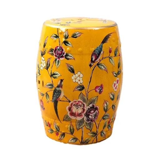 セラミックスツール装飾ドラム中国デザイン伝統的な花と鳥のパターンアート磁器庭家の装飾