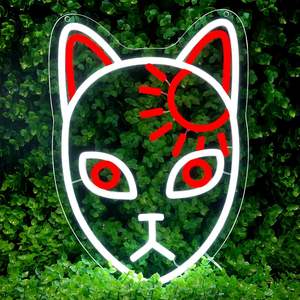 Anime Fox Face <span class=keywords><strong>Demon</strong></span> segno al Neon per decorazione della parete-giapponese Slayer Neon acrilico USB alimentato LED parete Art decoro - Product Image 1