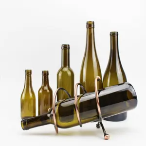 Stokta 750ml koyu yeşil kahverengi boş şarap şişesi uzun boyunlu renkli buzlu şeffaf cam şarap şişesi