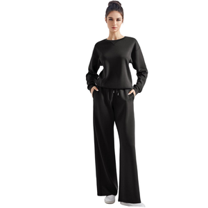 Conjunto Deportivo de Dos Piezas para Mujer, Transpirable, para Invierno, Sudadera con Capucha Holgada y Pantalones de Felpa - Product Image 3