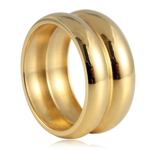 Women's Gold <b>Titanium</b> Steel <b>Ring</b> Geometric Design Punk Style Gift Jewelry 21046 - Product Image 1