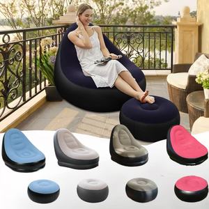 Sofá Inflable Resistente, Sillón de Tela Aterciopelada con Reposapiés para Comodidad en Interiores y Exteriores - Product Image 5