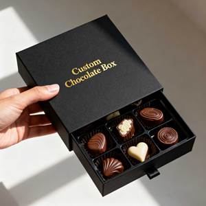 Luxe waterdichte kraftpapieren chocolade-ladeverpakking met sponsvoering, matte laminatie en embossing voor sushi en chocolade - Product Image 1