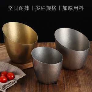 Stainless Steel Slanted Bowl For Restaurant Salad <b>Vegetable</b> Serving Party Use - Product Image 2