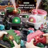 Permainan Koleksi Blok Kereta RC Magnetik dengan Suara Asap untuk Anak-anak, Permainan Interaktif RC Makan Mobil, Tumbuh, Ulangi, Mainan STEM