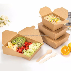 Chất lượng cao kraft và giấy tráng thực phẩm takeout <span class=keywords><strong>Container</strong></span> hình chữ nhật và hình vuông không thấm nước và mạnh mẽ cho thức ăn nhanh - Product Image 1
