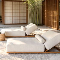 Chaise longue de piscine en bois massif imperméable pour extérieur, lit de jardin, transat de patio, chaise longue de jardin, lit de repos pour patio