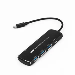 Aluminum 6 In 1 Multi Function Adapter Type C 3.0 USB Hub For MacBook Pro IPad PC