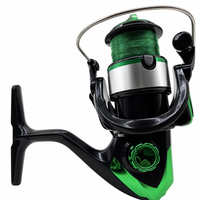 Moulinet de pêche taille 1000-7000 léger et durable, bobine ABS noir-vert, 1 roulement à billes, eau salée/eau douce, directement de l'usine