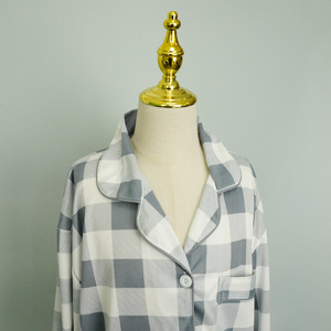 Conjuntos de pijamas de mujer de talla grande de poliéster al por mayor, conjuntos de pijamas de mujer con estampado de cuadros - Product Image 6